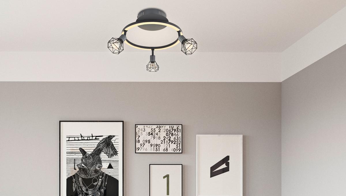Strahler Jutta in Schwarz max. 12 Watt - Graphitfarben/Schwarz, Basics, Metall (46/38,5/20cm) - Globo