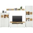 Wohnwand Weiß/Eichefarben - Chromfarben/Eichefarben, MODERN, Holzwerkstoff/Metall (325/205/47cm) - Mömax modern living