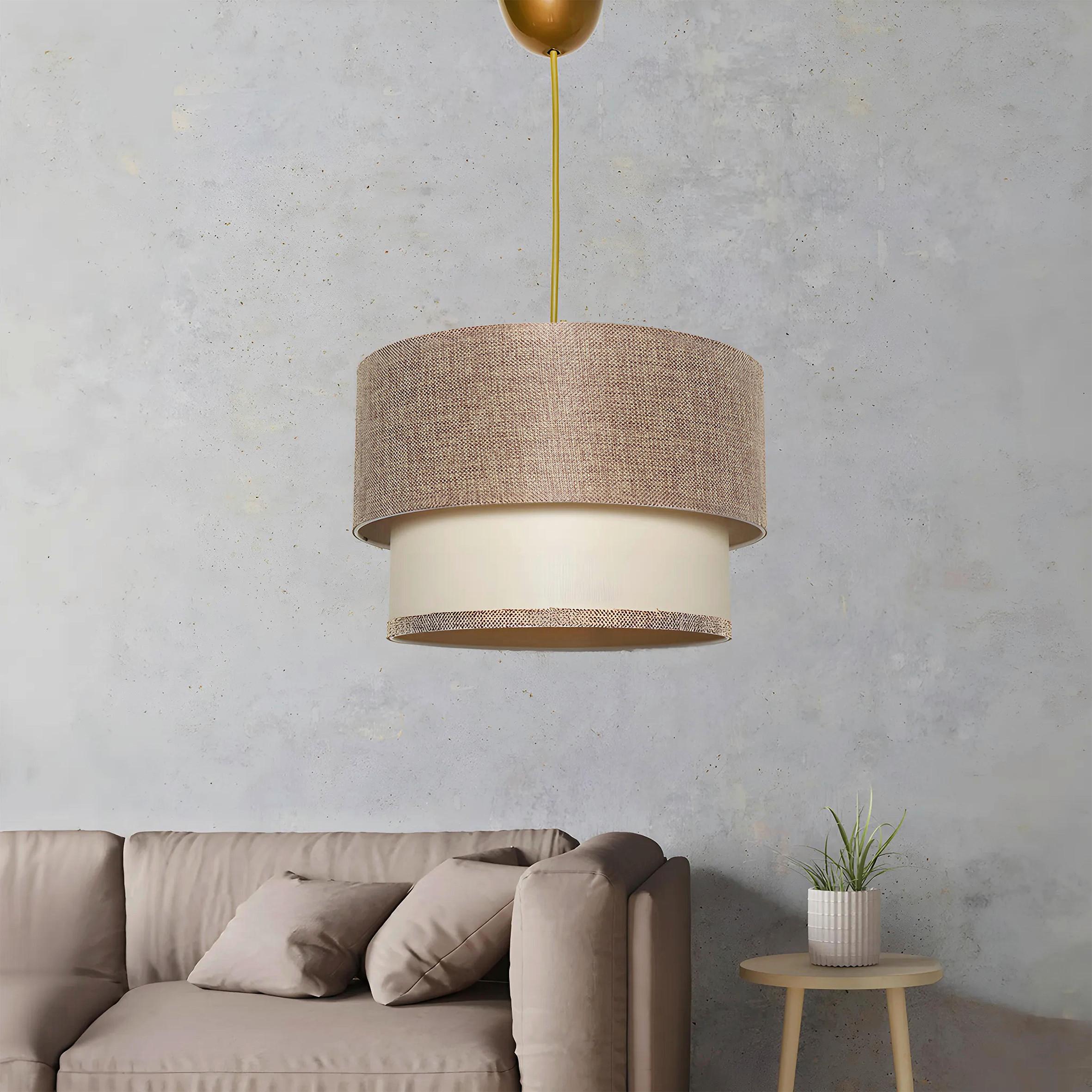 LAMPA WISZĄCA TUBOL - BEIGE - beżowy/kremowy, Design, metal/tkanina (30/65cm) - P & B