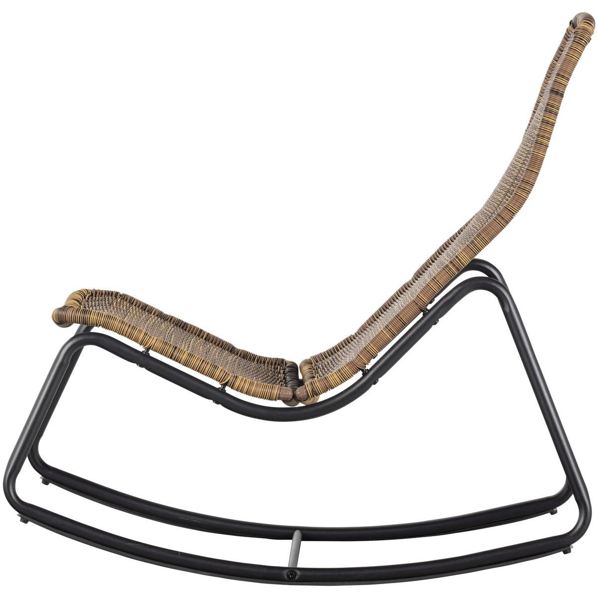Schaukelstuhl Tom Naturfarben - Schwarz/Naturfarben, Design, Kunststoff/Metall (51/97/95cm) - Gardenson