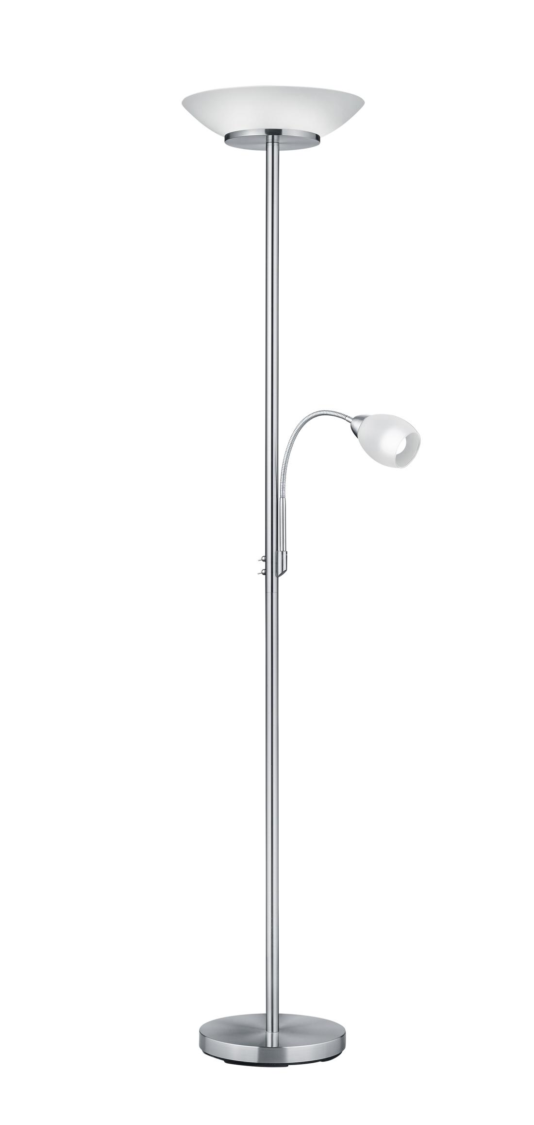 LED-Deckenfluter Nickelfarben max. 18 Watt - Weiß/Nickelfarben, Basics, Glas/Metall (34/34/180cm)