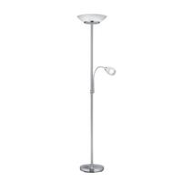 LED-Deckenfluter Nickelfarben max. 18 Watt - Weiß/Nickelfarben, Basics, Glas/Metall (34/34/180cm)
