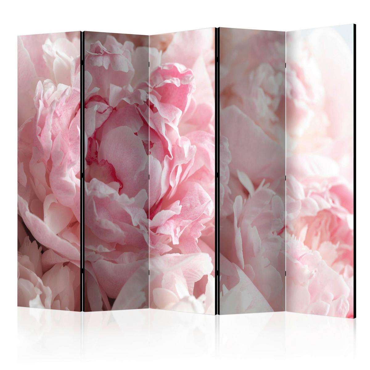 Paravan Sweet Peonies Ii, Enostranski, 5-Delni - pink/bela, Basics, tekstil/les (225/172/3cm) - artgeist