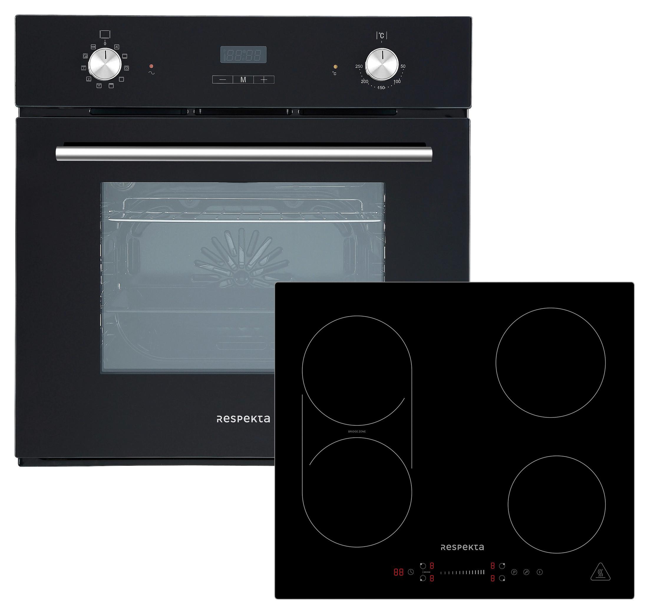 Backofenset ASET6006600l ca. 59,5/59/55 cm Schwarz - Schwarz, Trend, Glas/Metall (59,5/59/55cm) - Respekta