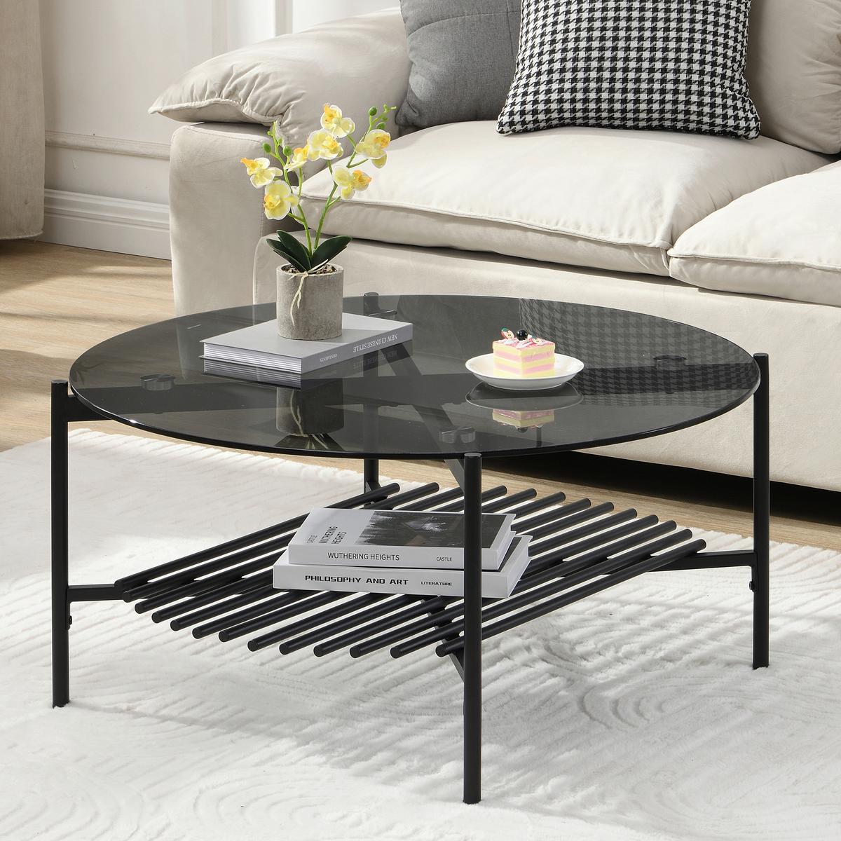 Couchtisch Wl7.320 - Schwarz, Design, Glas/Metall (80/80/40cm) - MID.YOU