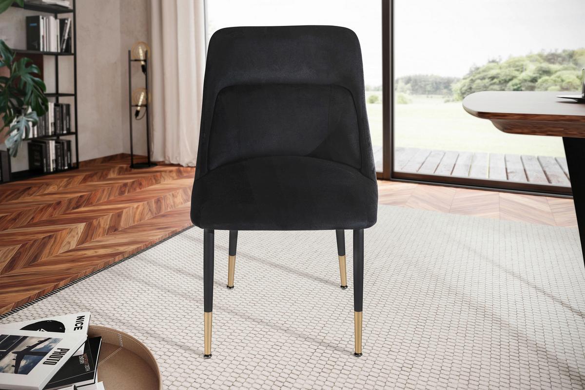STUHL WL6.997 - Goldfarben/Schwarz, Design, Textil/Metall (49/85/56cm) - Livetastic