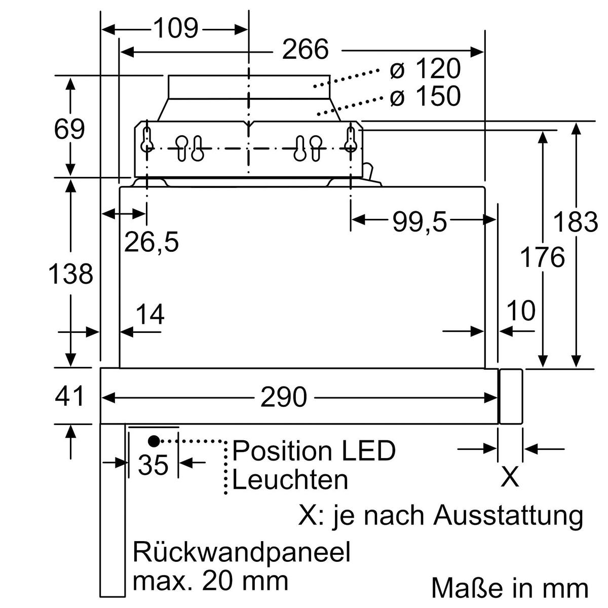Dunstabzugshaube LI64LA521 Silbermetallic - LIFESTYLE (59,8/20,3/29cm) - Siemens