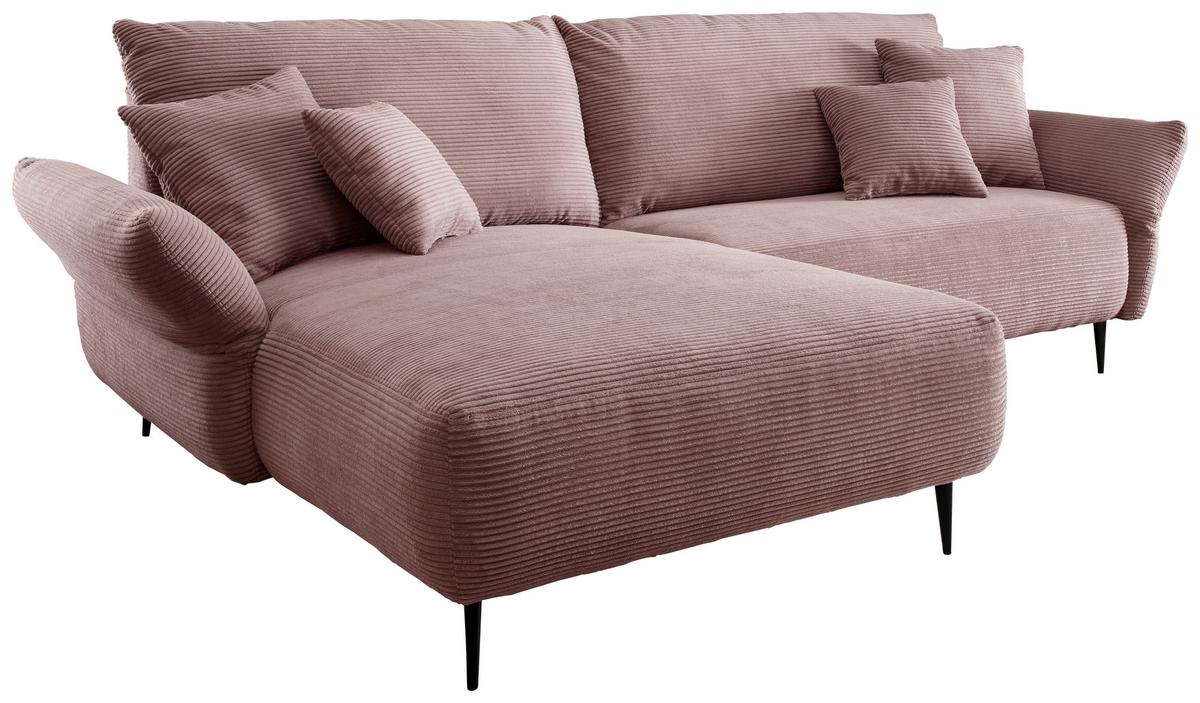 Sedežna Garnitura Vanilla, Roza - roza/črna, Design, kovina/tekstil (178/264-302cm) - Modern Living