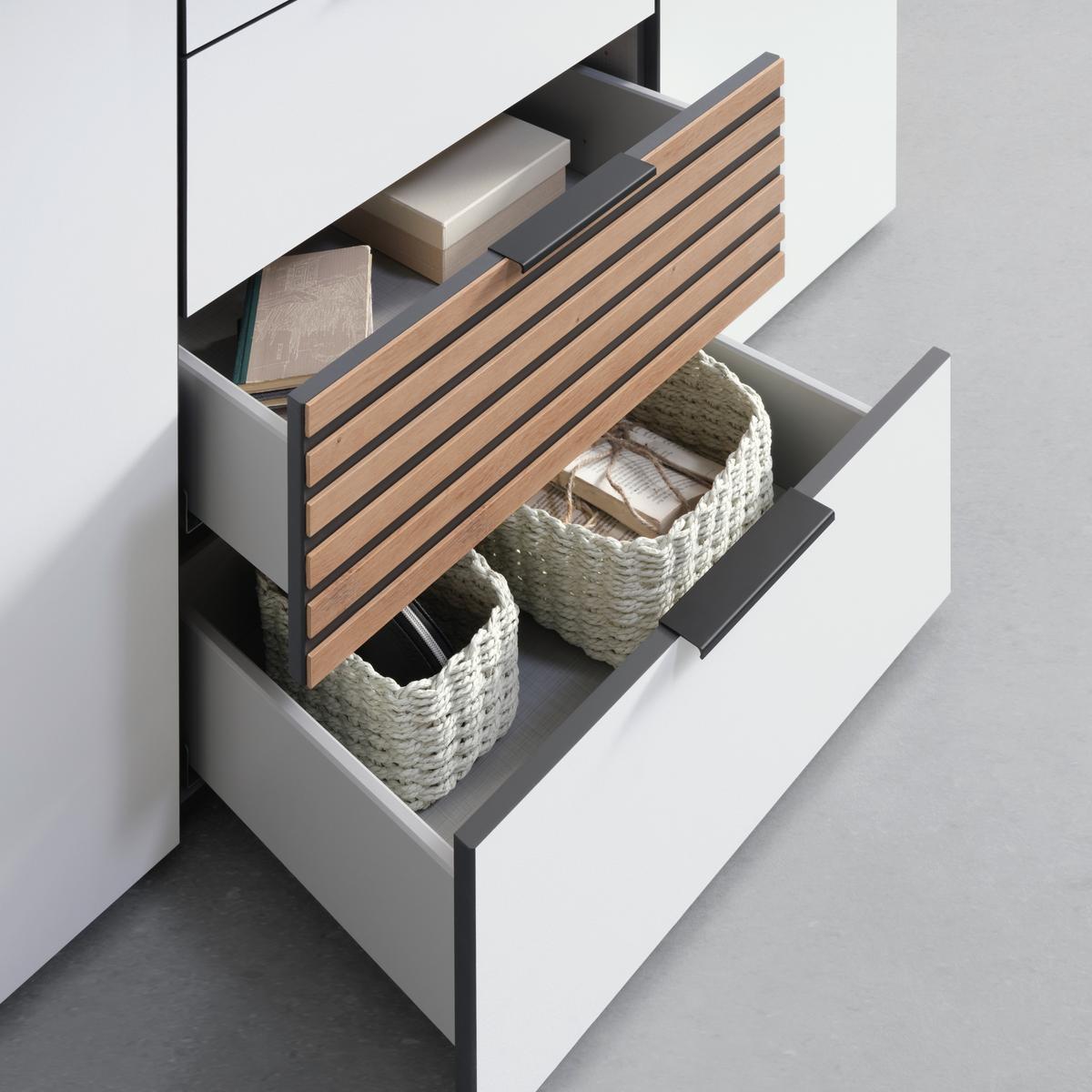 Komoda Leo -Exklusiv- - črna/bela, Konvencionalno, kovina/umetna masa (135/84/41cm) - Premium Living