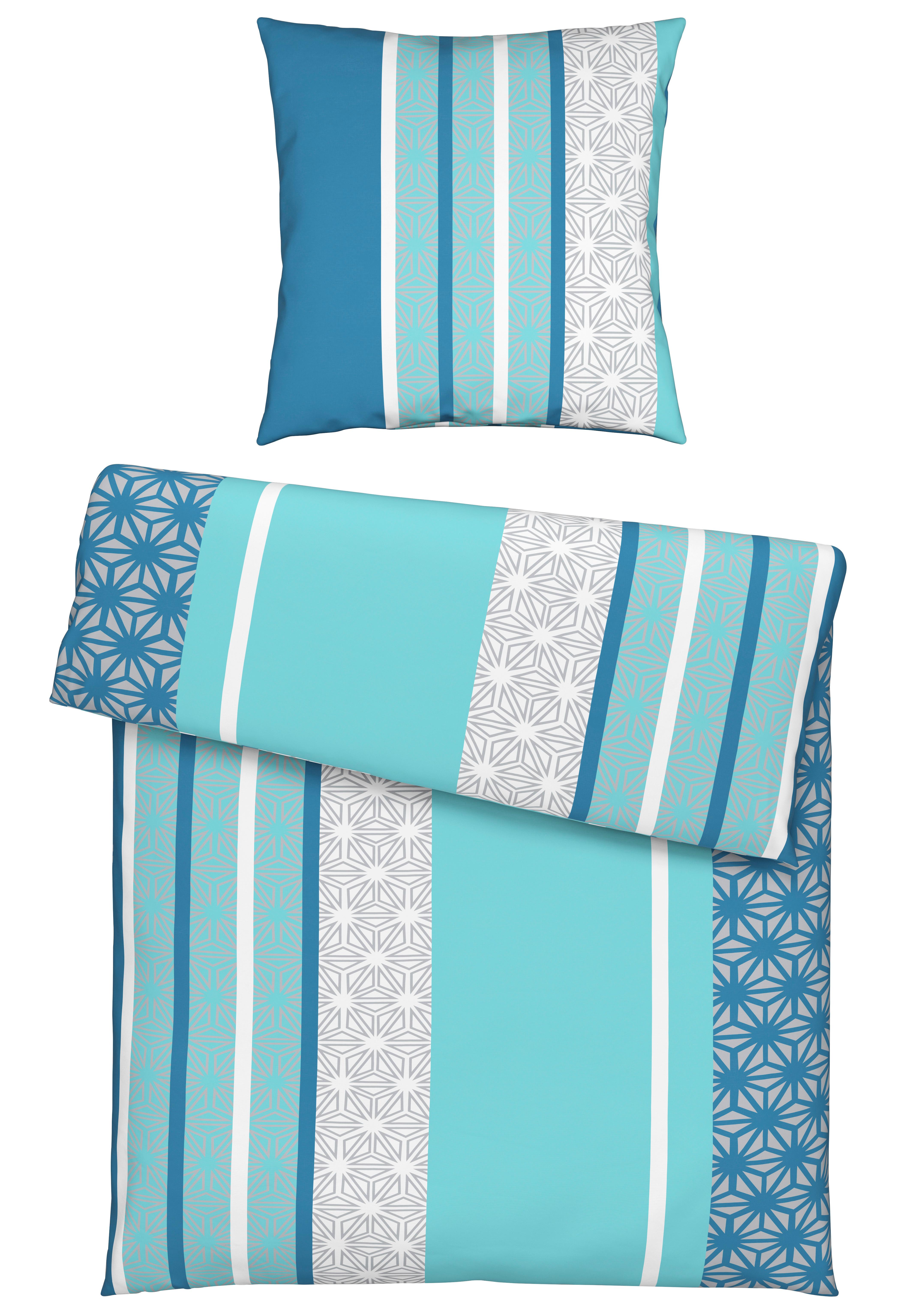 Bettwäsche Sara in Türkis ca. 135x200cm - Türkis, Textil (135/200cm) - Based