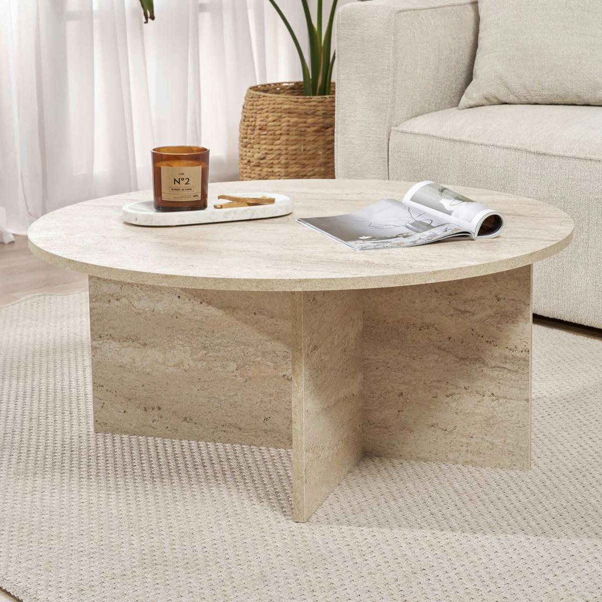 STOLIK KAWOWY SOLEIL - kremowy, Design, materiał drewnopochodny (90/90/40cm) - MID.YOU