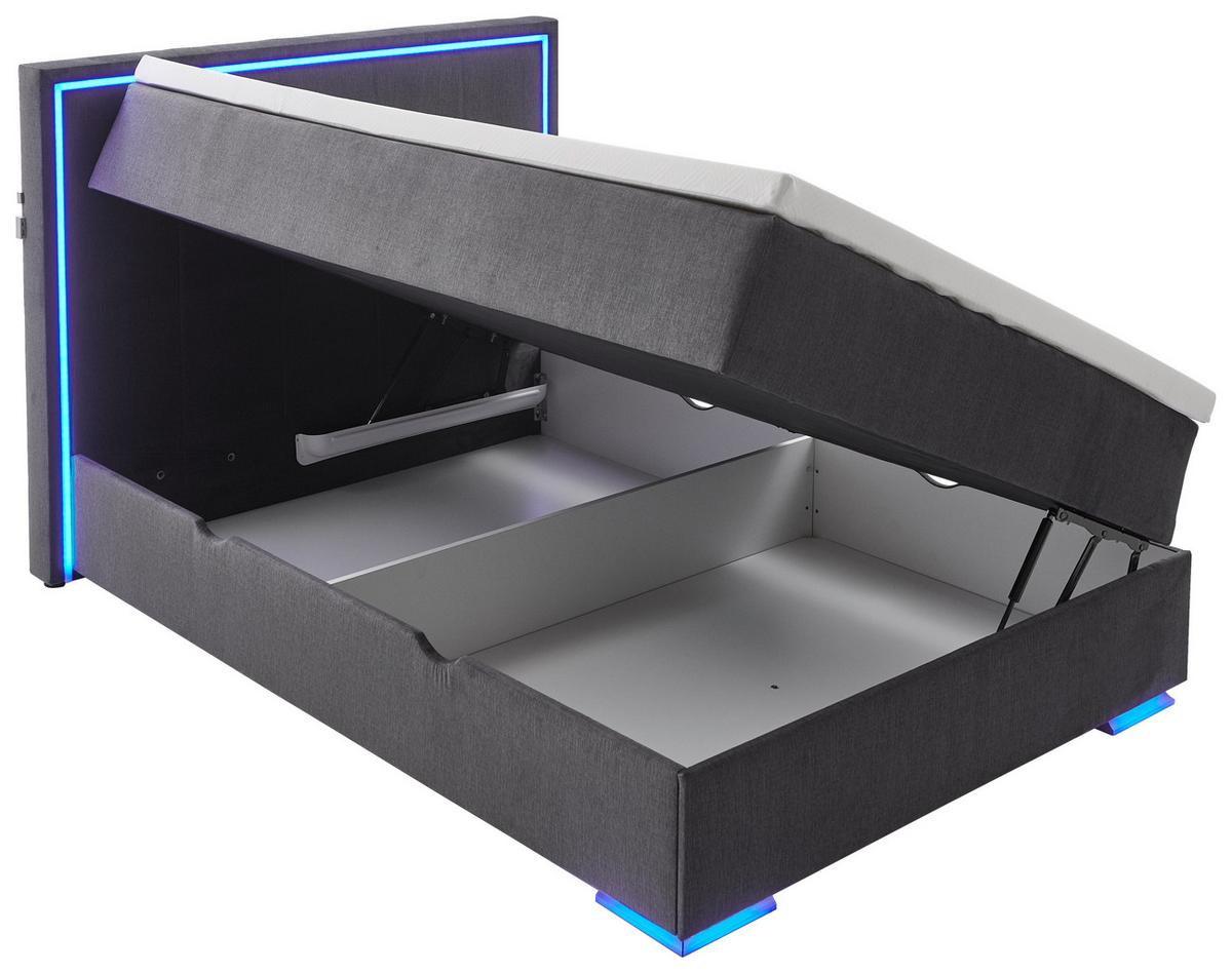 ŁÓŻKO BOXSPRING COLORADO II - antracytowy/kolor chromowy, Design, tworzywo sztuczne/tkanina (140/200cm) - Boxxx