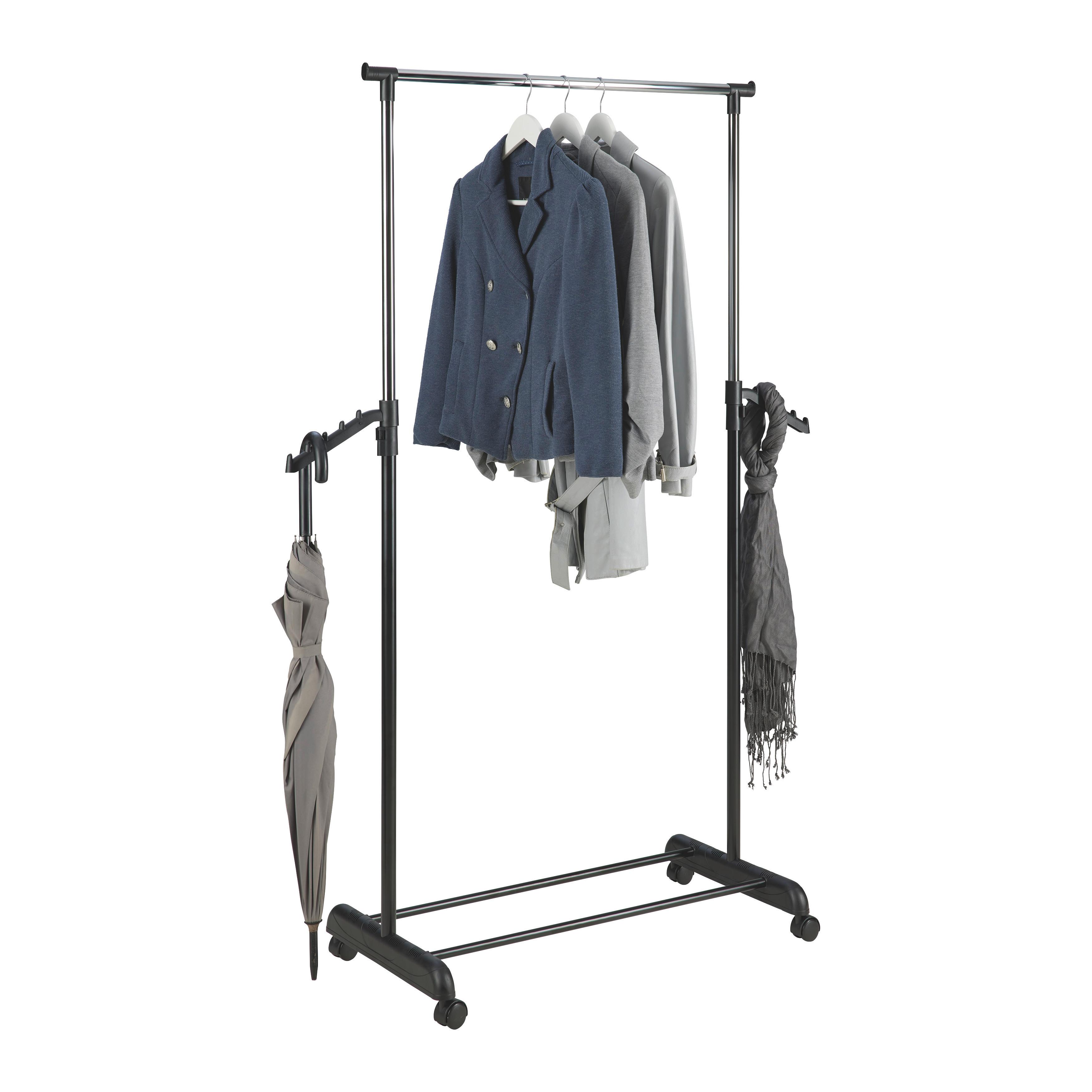 Kleiderwagen Mike 80x99x40 cm höhenverstellbar - Chromfarben/Schwarz, KONVENTIONELL, Kunststoff/Metall (80/99-179/40cm) - Based