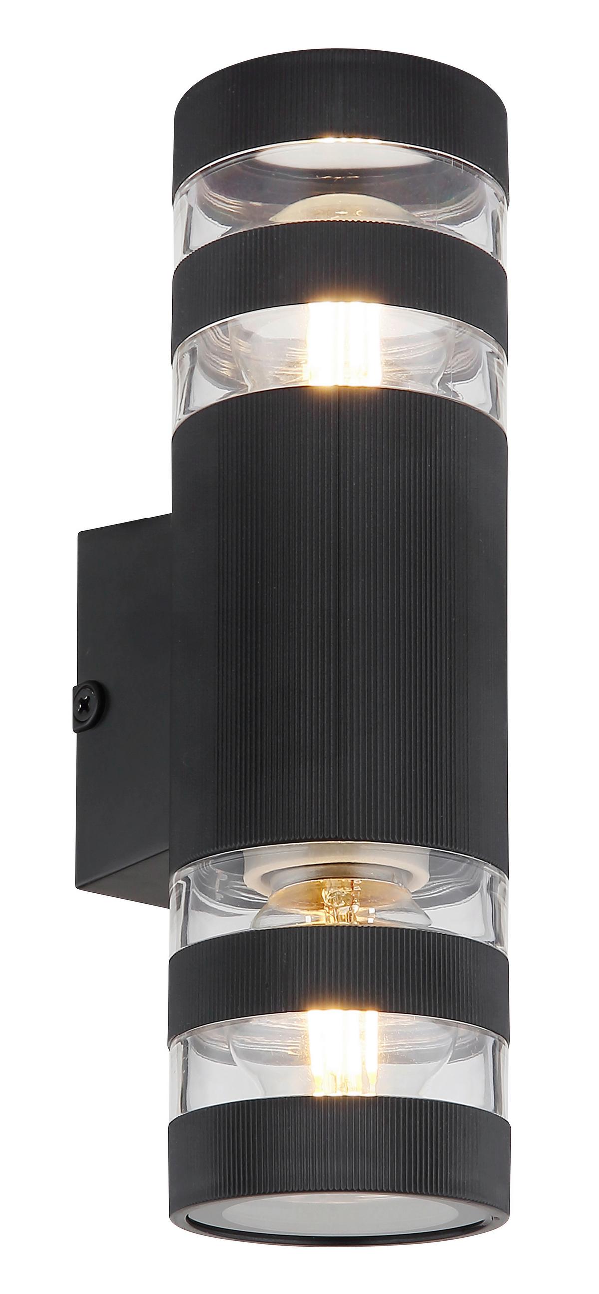 WANDLEUCHTE 78260S HAYES - Klar/Schwarz, Basics, Glas/Kunststoff (22/6,5/6,5cm) - Globo