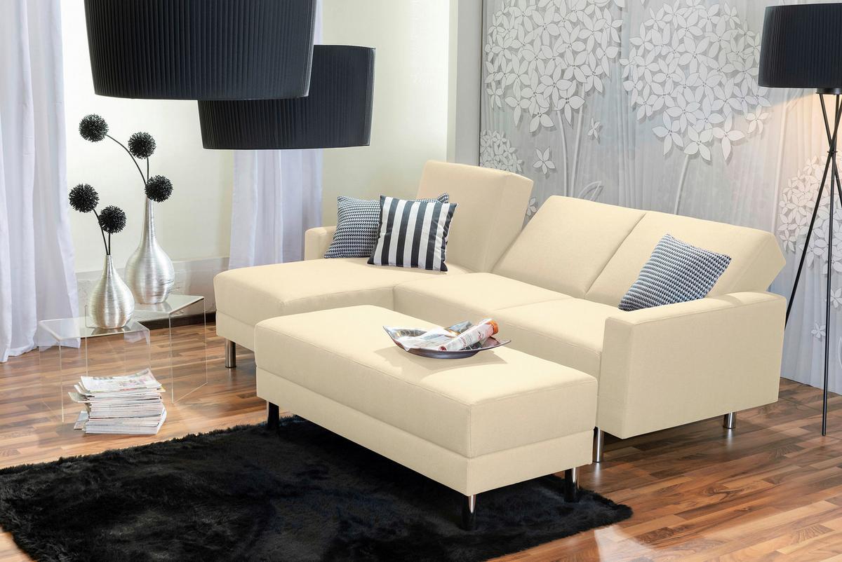 ECKSCHLAFSOFA JUST FASHION - Chromfarben/Beige, KONVENTIONELL, Textil/Metall (152/230cm) - Max Winzer