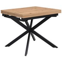 Jedilna Miza Elio, Barva Hrasta, 90-180x90 - črna/divji hrast, Trendi, kovina/leseni material (90-180/75/90cm)