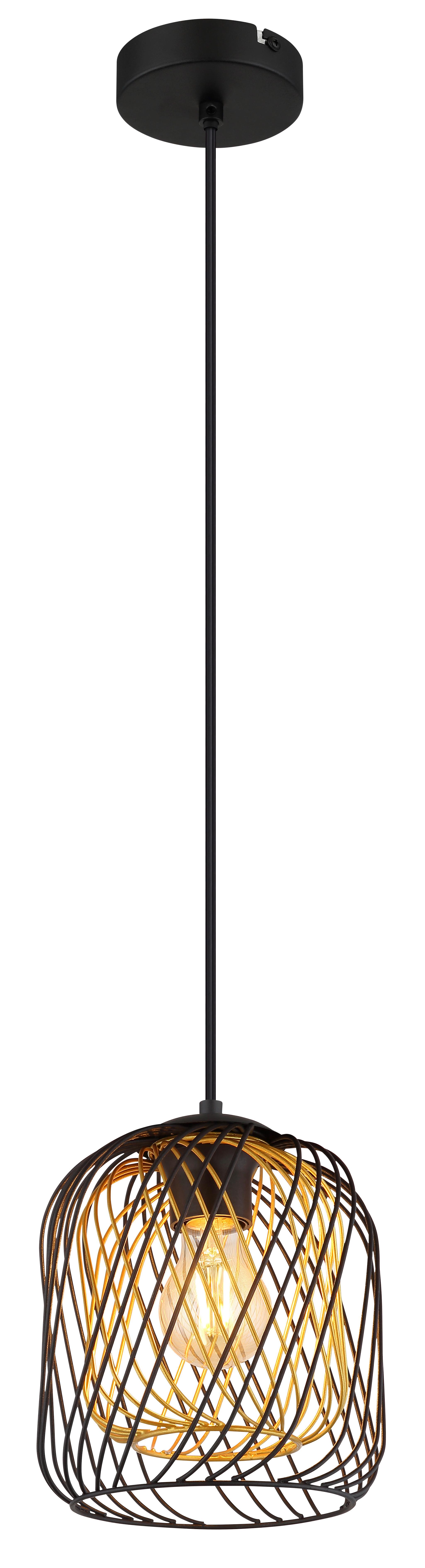 HÄNGELEUCHTE 15965HS DICHTI - Goldfarben/Schwarz, Basics, Kunststoff/Metall (18/150cm) - Globo