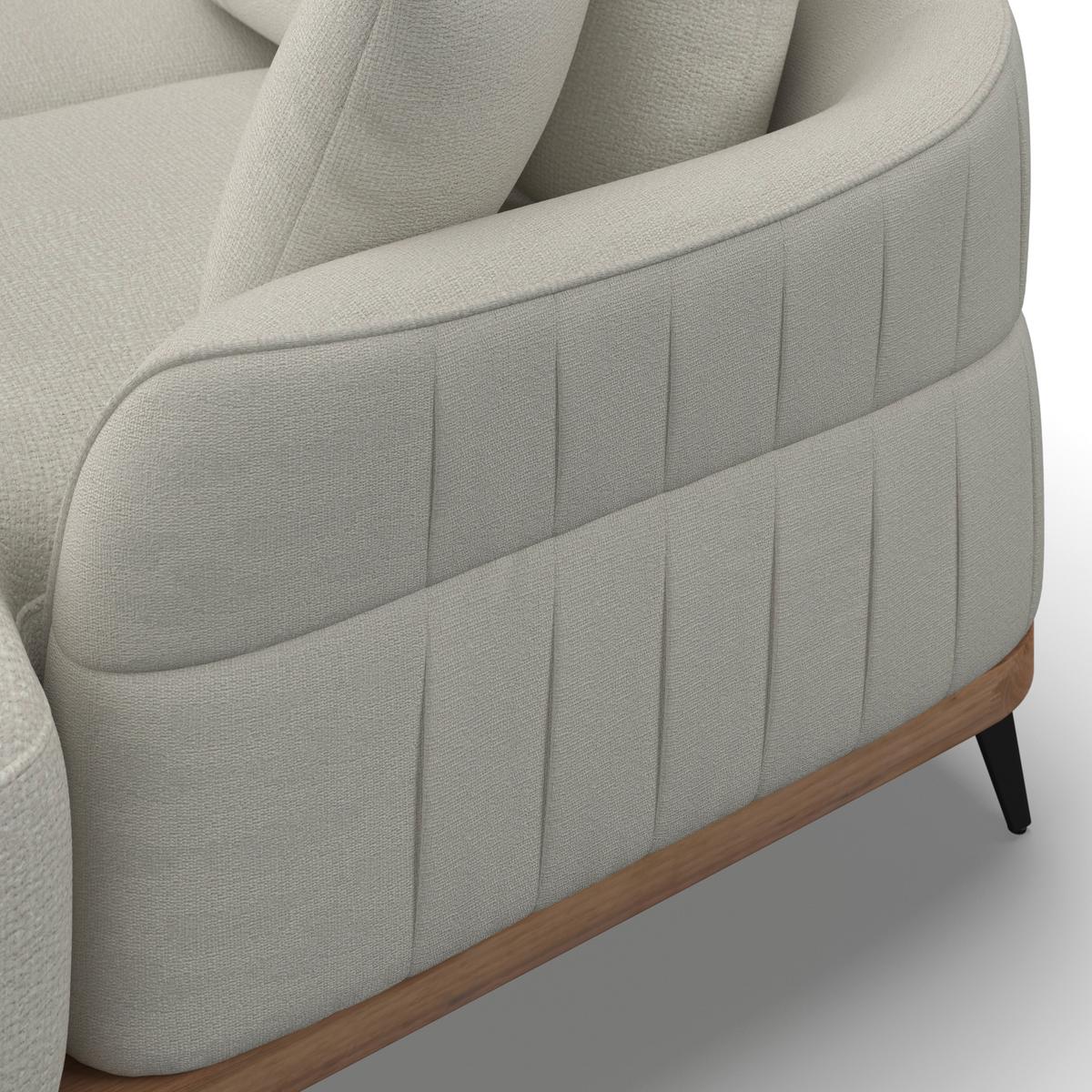 Wohnlandschaft Melia Creme Webstoff - Creme/Schwarz, MODERN, Holz/Textil (254/69/166cm) - Bessagi Home