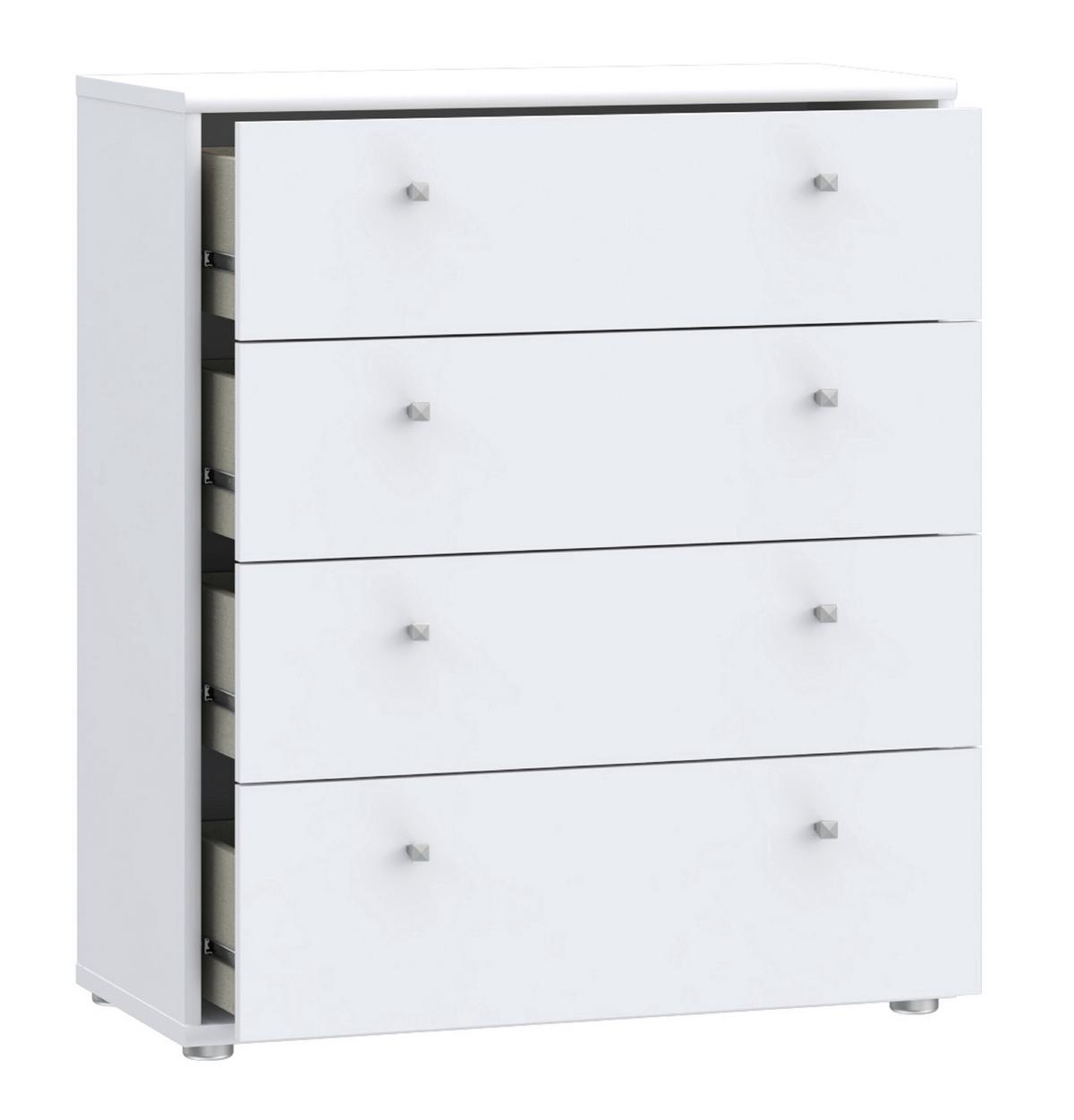 KOMODA TEMPRA 2 - biały/kolor aluminiowy, Design, materiał drewnopochodny (73,7/85,5/34,8cm)