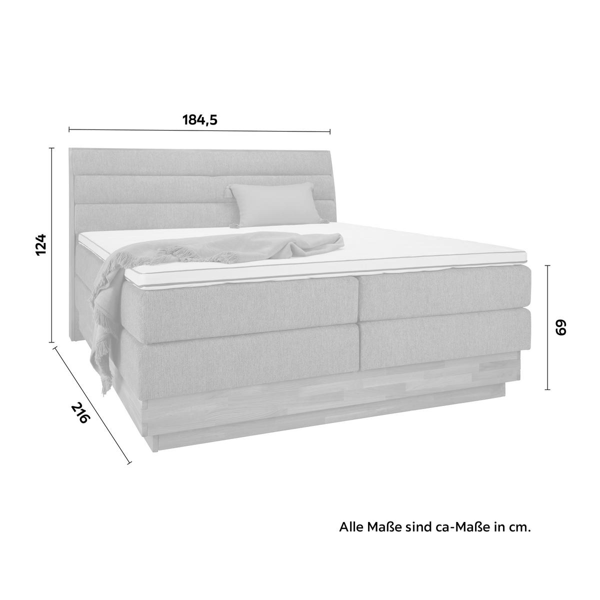 Boxspringbett Marissa in Grau ca. 180x200cm - Schwarz/Grau, KONVENTIONELL, Holz/Textil (180/200cm) - Premium Living