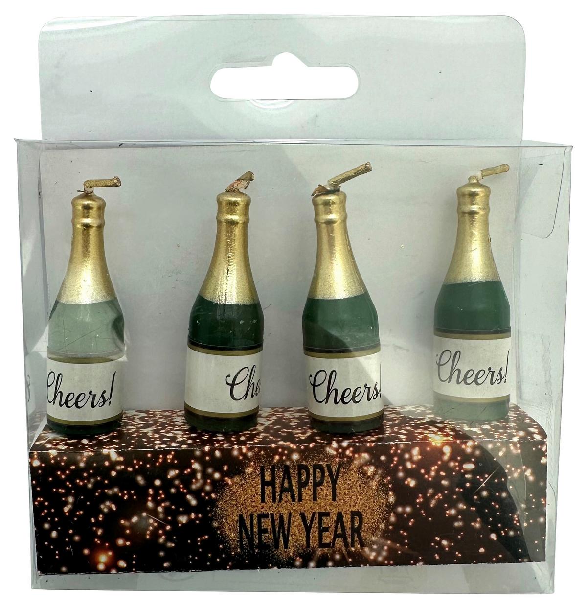 Kerze Cheers Grün/Goldfarben, 4 Stk. - Goldfarben/Schwarz, KONVENTIONELL (1,5/1,5/4,5cm) - Mömax