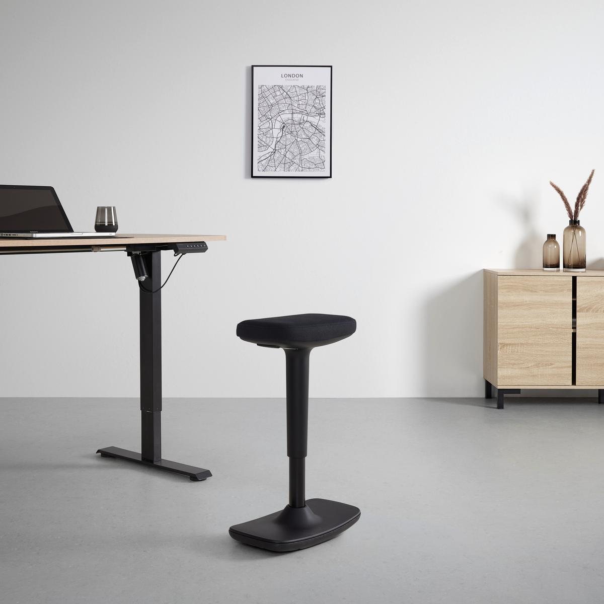 Bürohocker Leon Schwarz - Schwarz, KONVENTIONELL, Kunststoff/Textil (44/53-78/24cm) - Mömax