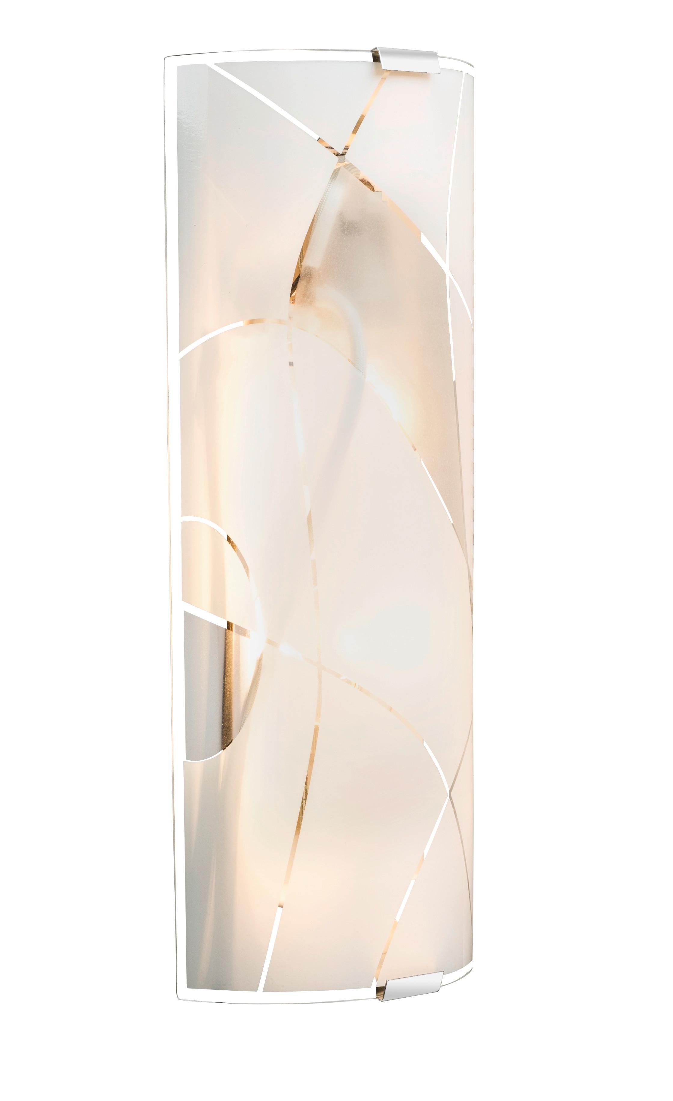 Stenska Svetilka Paranja - barve kroma/bela, Design, kovina/steklo (36/6/15cm) - Globo