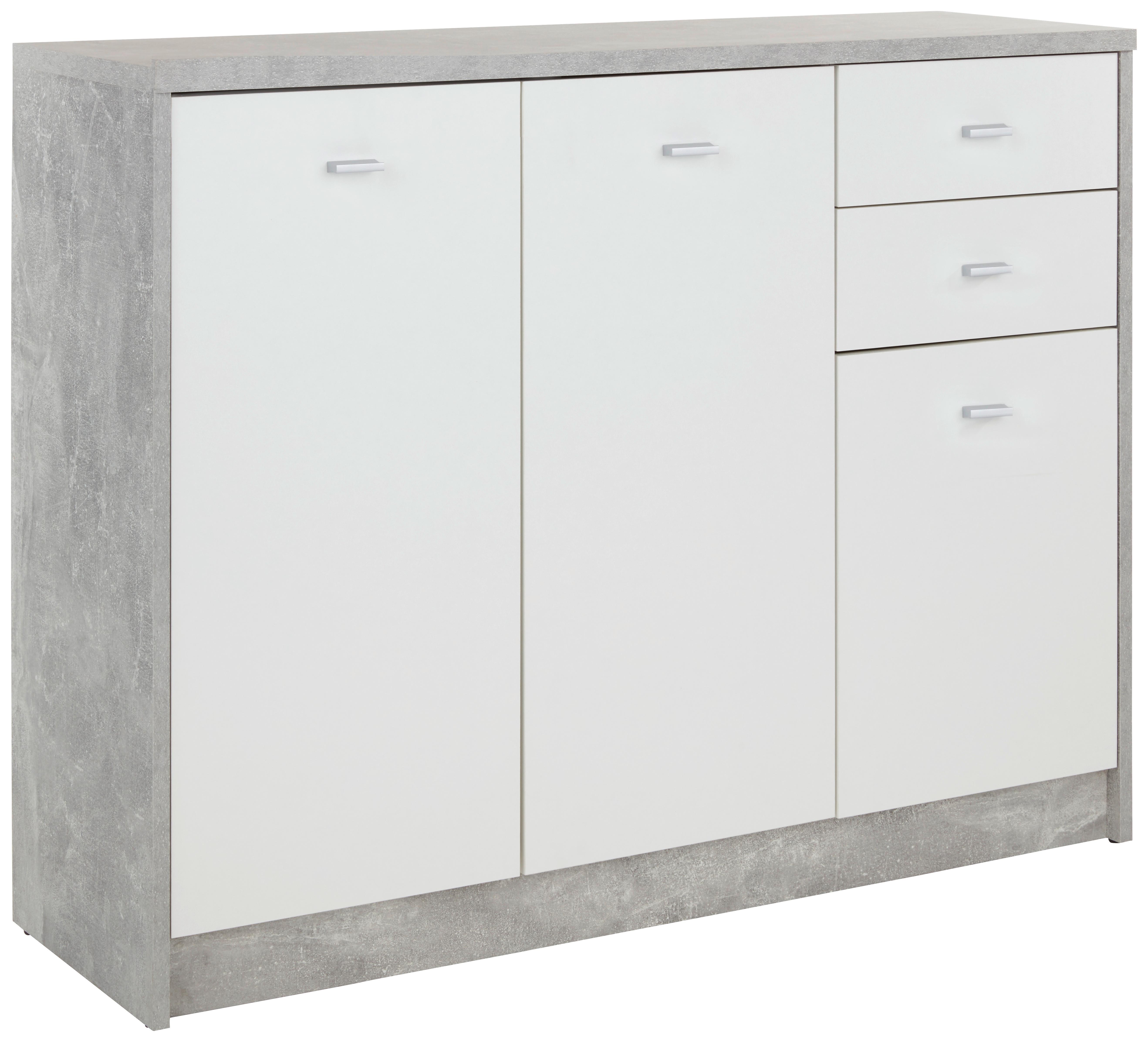 KOMODA 4-YOU NEW YUK05 - biały/czarny, Modern, materiał drewnopochodny/tworzywo sztuczne (109,1/85,4/34,6cm)