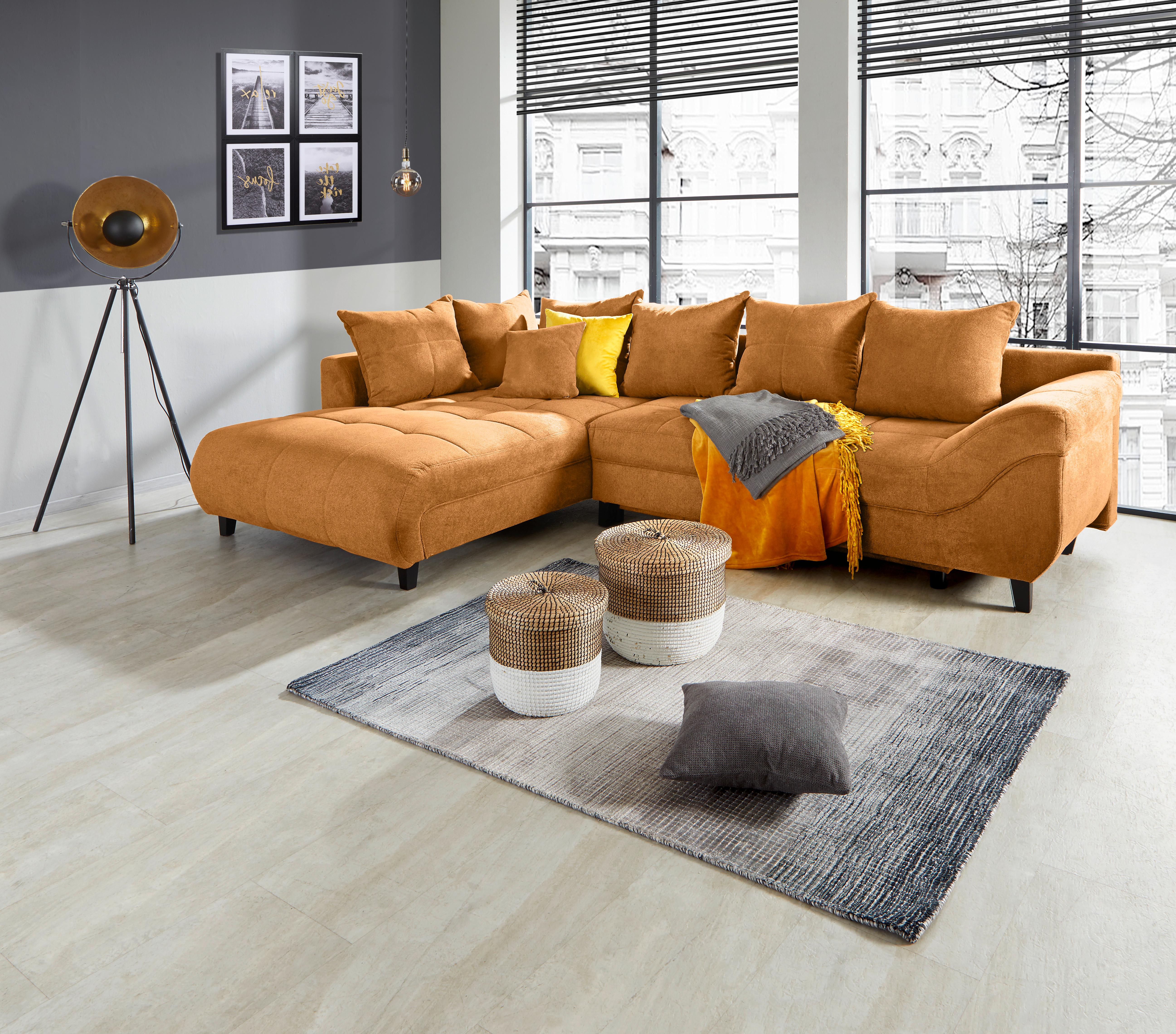 Kutna Garnitura Mendoza - narančasta/crna, Design, tekstil/drvo (197/309cm) - Modern Living