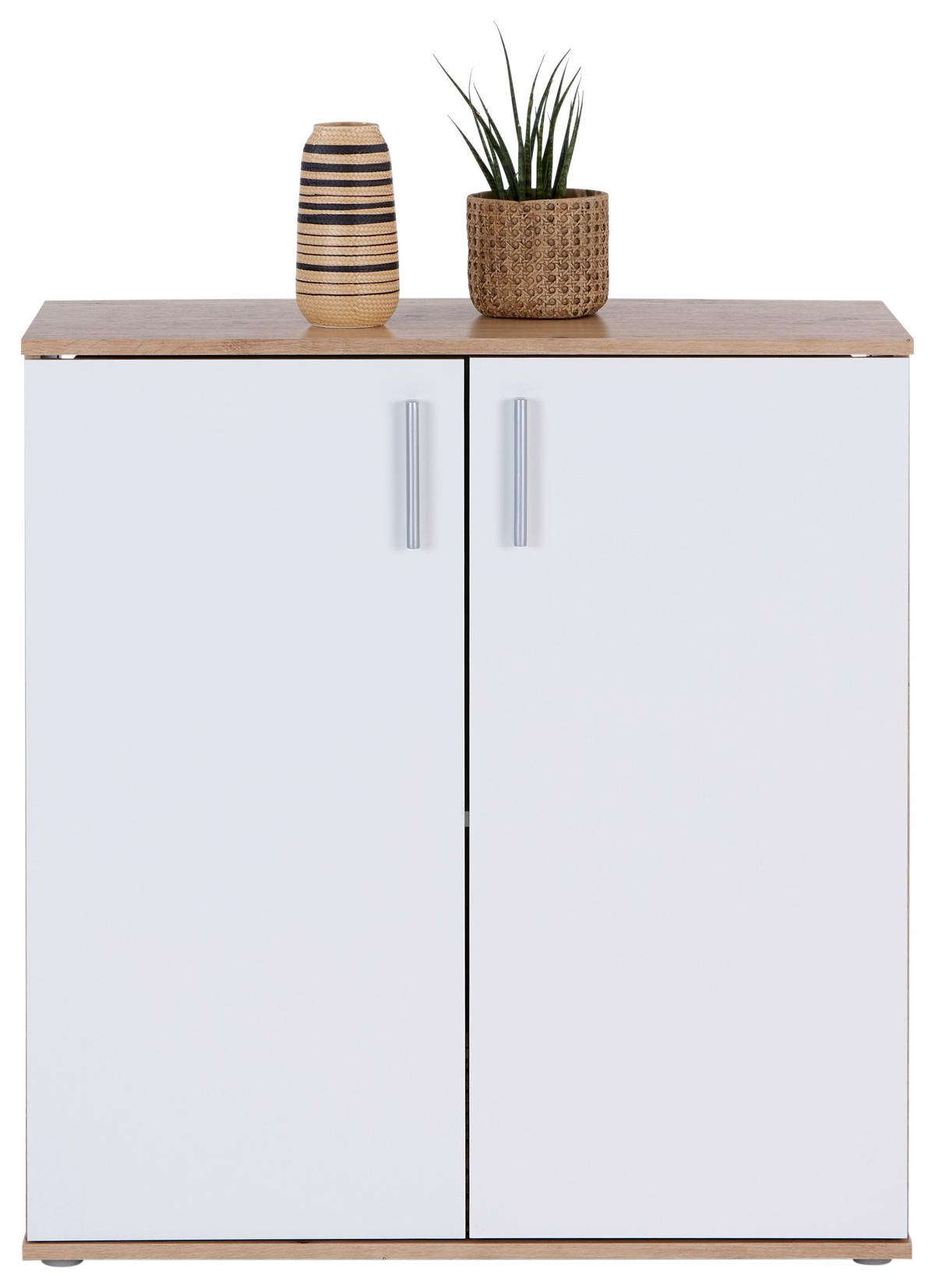 Komoda Ina 01, Barva Hrasta, Bela - bela/barve aluminija, Moderno, umetna masa/leseni material (88,2/94,8/38,3cm) - Mömax