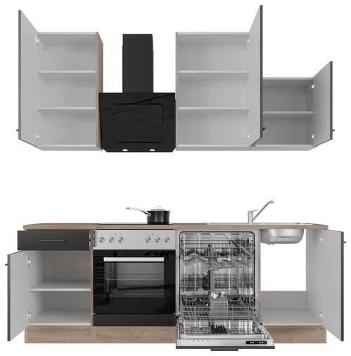 Kuhinjski Blok Capri, Črna, Hrast - črna/barve hrasta, Moderno, kovina/leseni material (220cm) - FlexWell