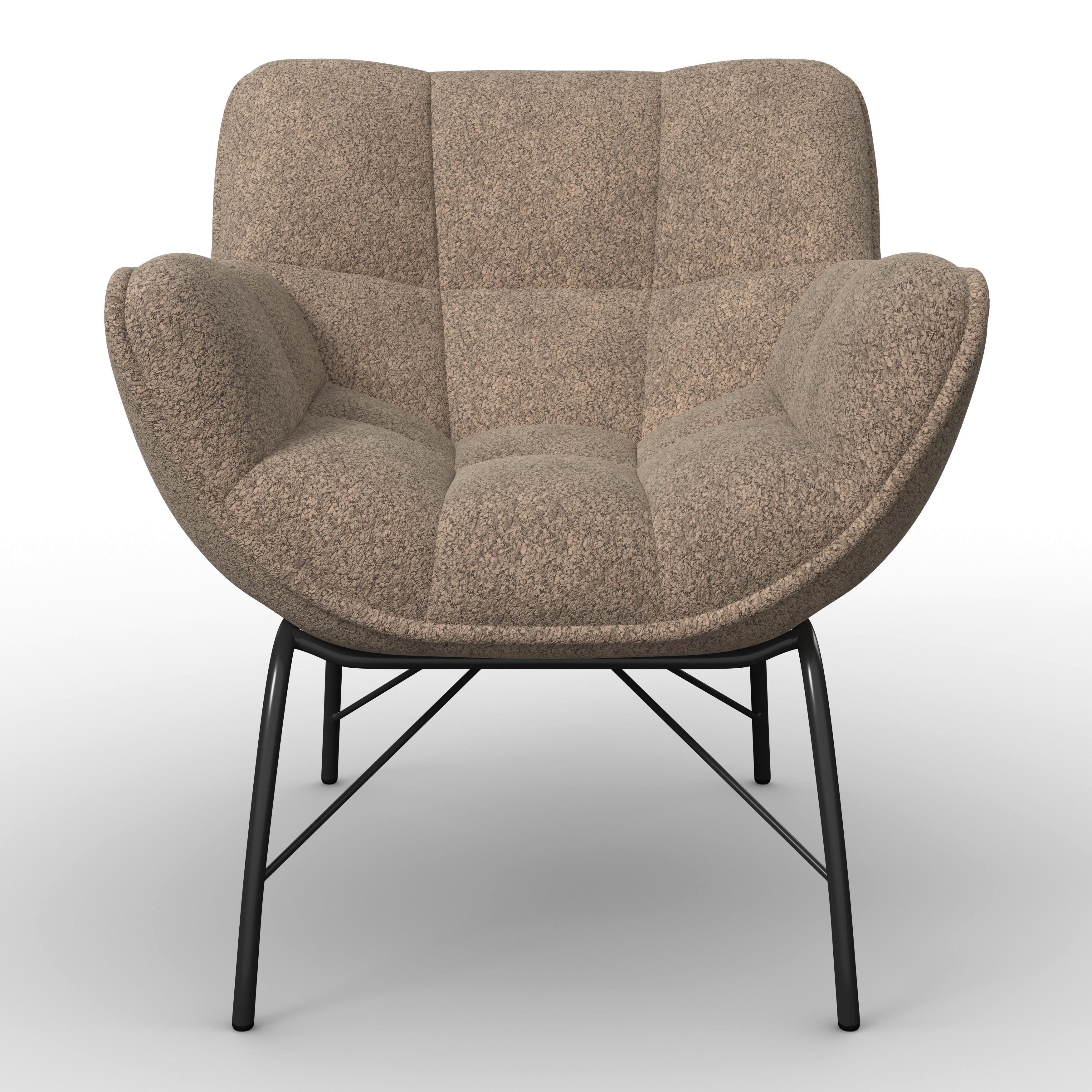 Sessel Robin Bouclé Braun - Schwarz/Braun, MODERN, Textil/Metall (72/78/81cm) - Bessagi Home
