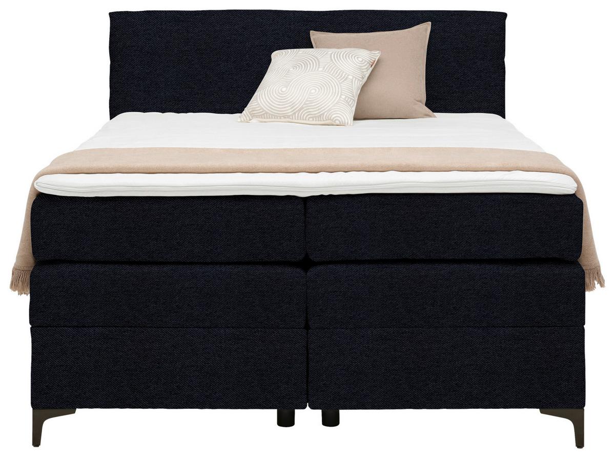 Boxspringbett Bari Schwarz ca. 140x200cm - Schwarz, KONVENTIONELL, Textil/Metall (140/200cm) - Mömax