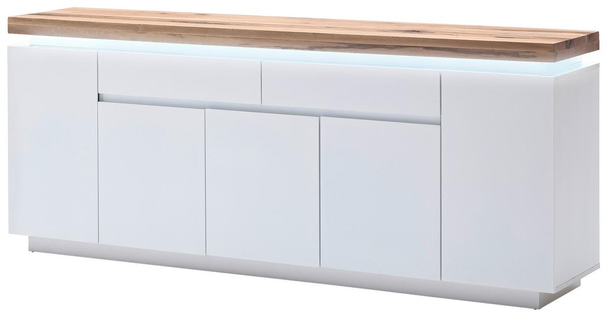 KOMODA SZEROKA ROMINA - kolor dębowy/biały, Design, materiał drewnopochodny/drewno (200/81/40cm)