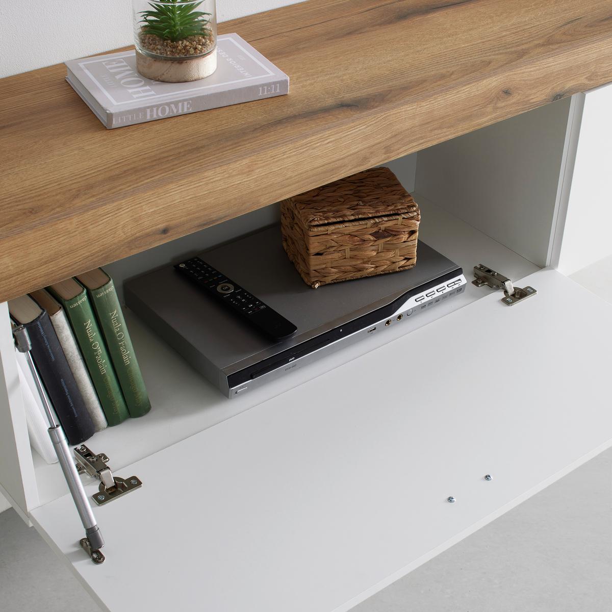 TV-Element Kiro Weiß/Eichefarben - MODERN, Holzwerkstoff/Metall (180/40/35cm) - Mömax