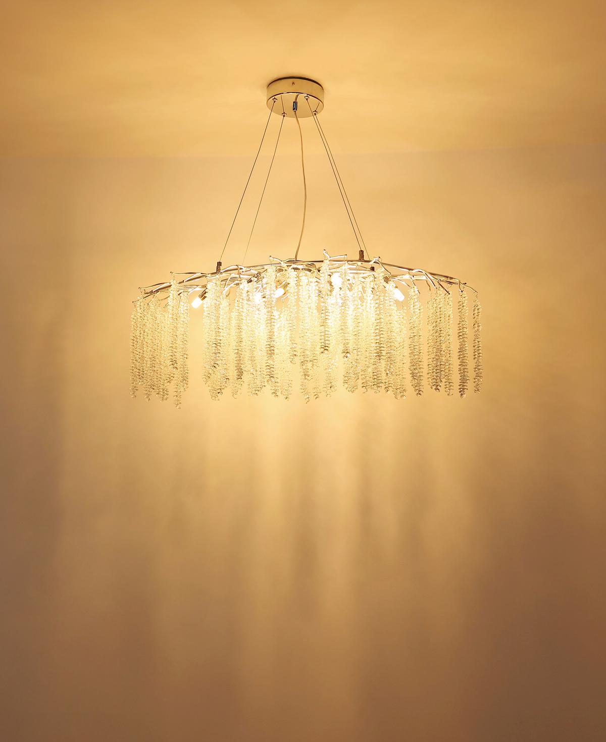 Svjetiljka Viseća Laverne - prozirno/boje kroma, Konvencionalno, metal/plastika (100/40/120cm) - Globo