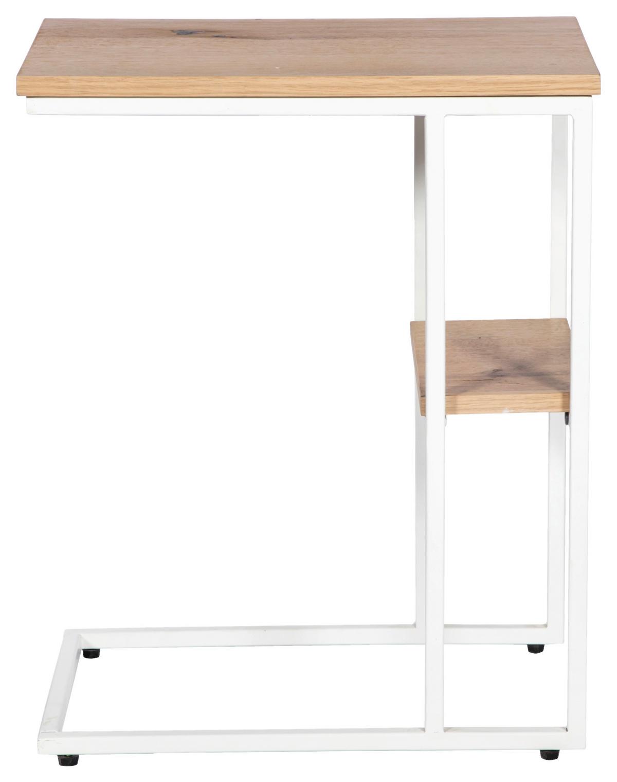 STOLIK BOCZNY ALCOBA - kolor dębowy/biały, Design, materiał drewnopochodny/metal (45/30/55cm) - Landscape