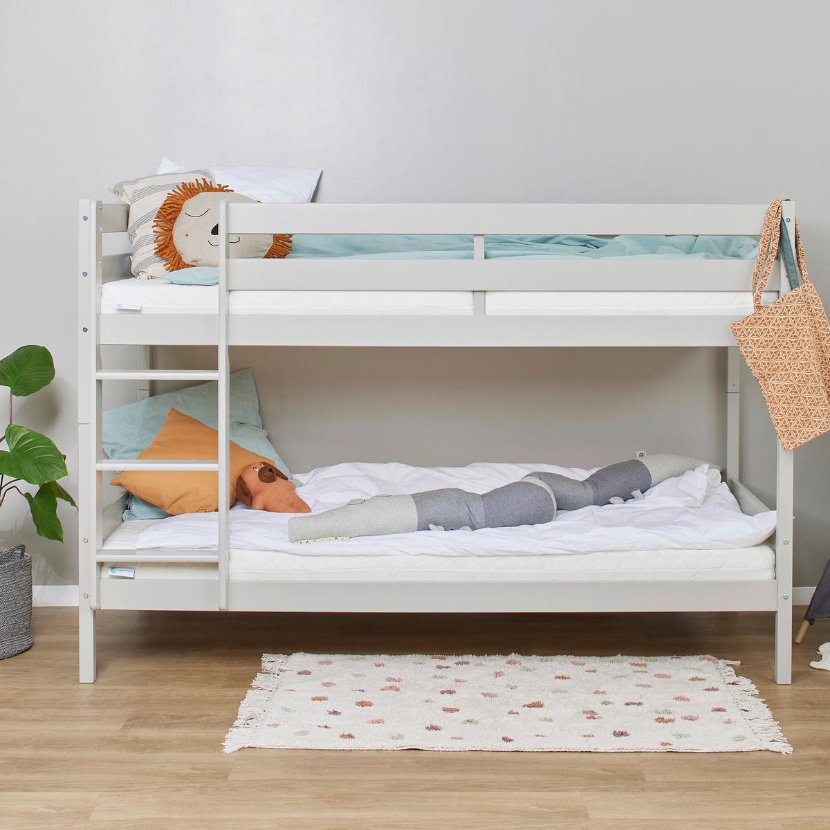 Etagenbett ECO COMFORT Grau Echtholz vollmassiv - Naturfarben/Grau, MODERN, Holz (90/200cm) - MID.YOU