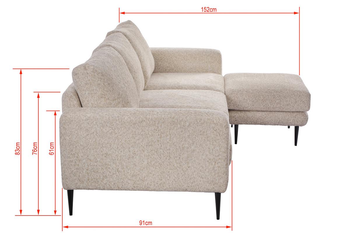 Trosed Parma, Krem - črna/krem barve, Basics, kovina/tekstil (208/83/151cm) - Livetastic