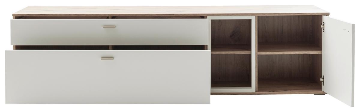 TV-Element Santerno Weiß/Eichefarben - Eichefarben/Weiß, KONVENTIONELL, Holzwerkstoff/Metall (199/53/50cm) - Mömax