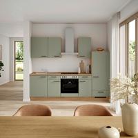 Küchenleerblock Senso Low o. Geräte Olivgrün - Eichefarben/Schwarz, MODERN, Holzwerkstoff/Metall (270cm) - Nobilia