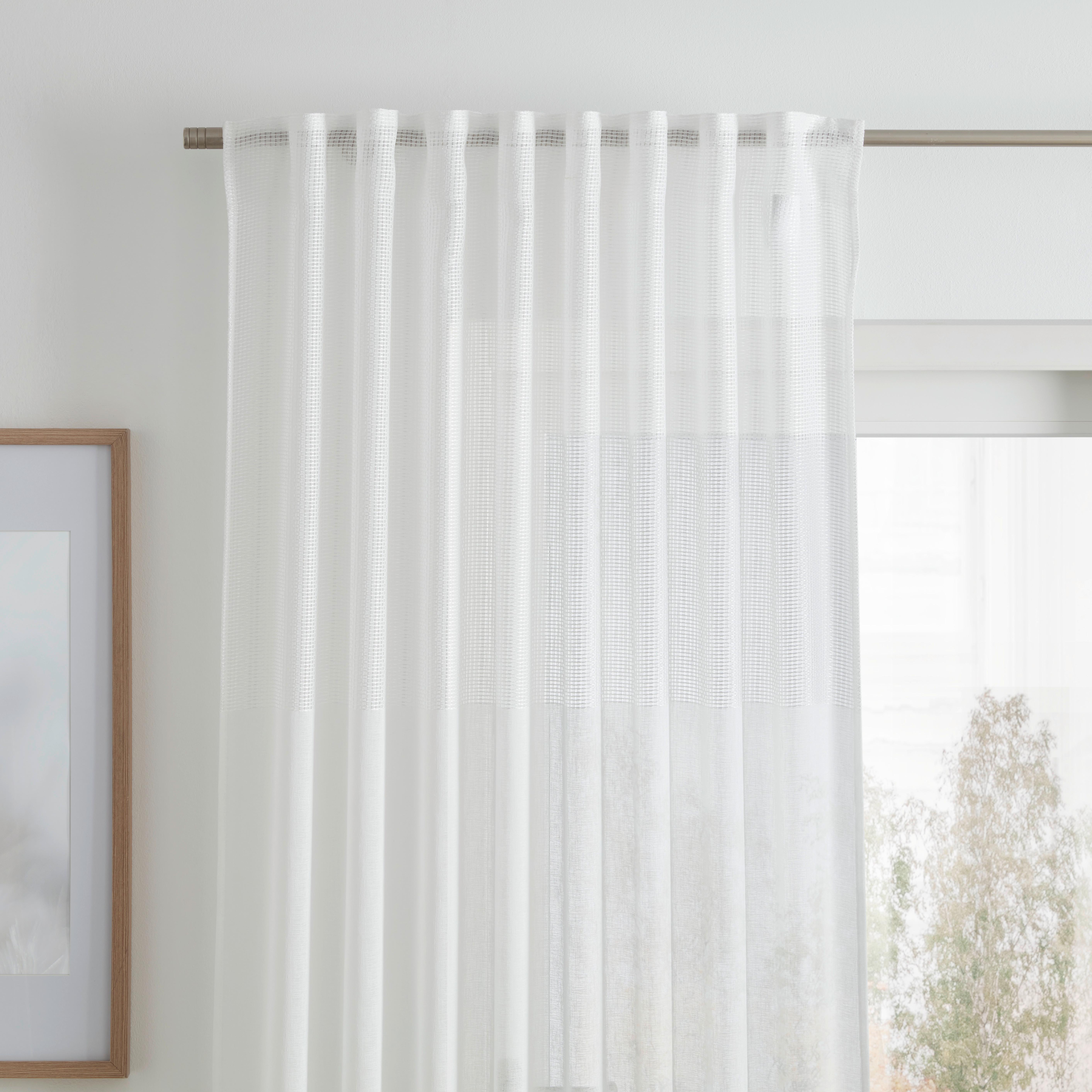 Končana Zavesa Levi - bela, Moderno, tekstil (135/255cm) - Premium Living