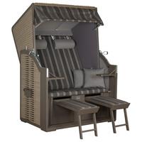 Strandkorb Compact Grau - Dunkelgrau, LIFESTYLE, Holz/Textil (120/160/80cm)