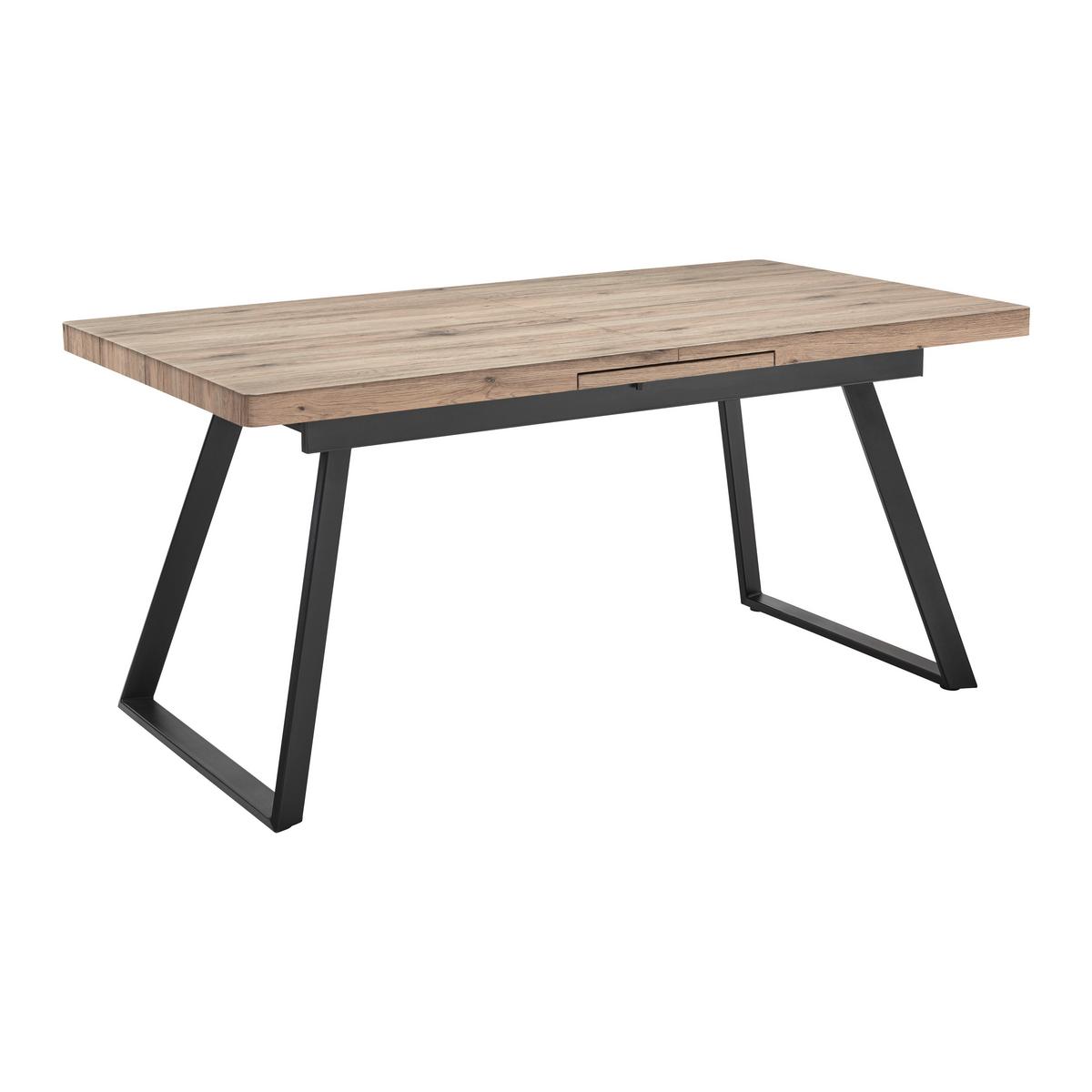 Raztegljiva Miza Ivano - črna/barve hrasta, Moderno, kovina (160-200/90/76cm) - Bessagi Home