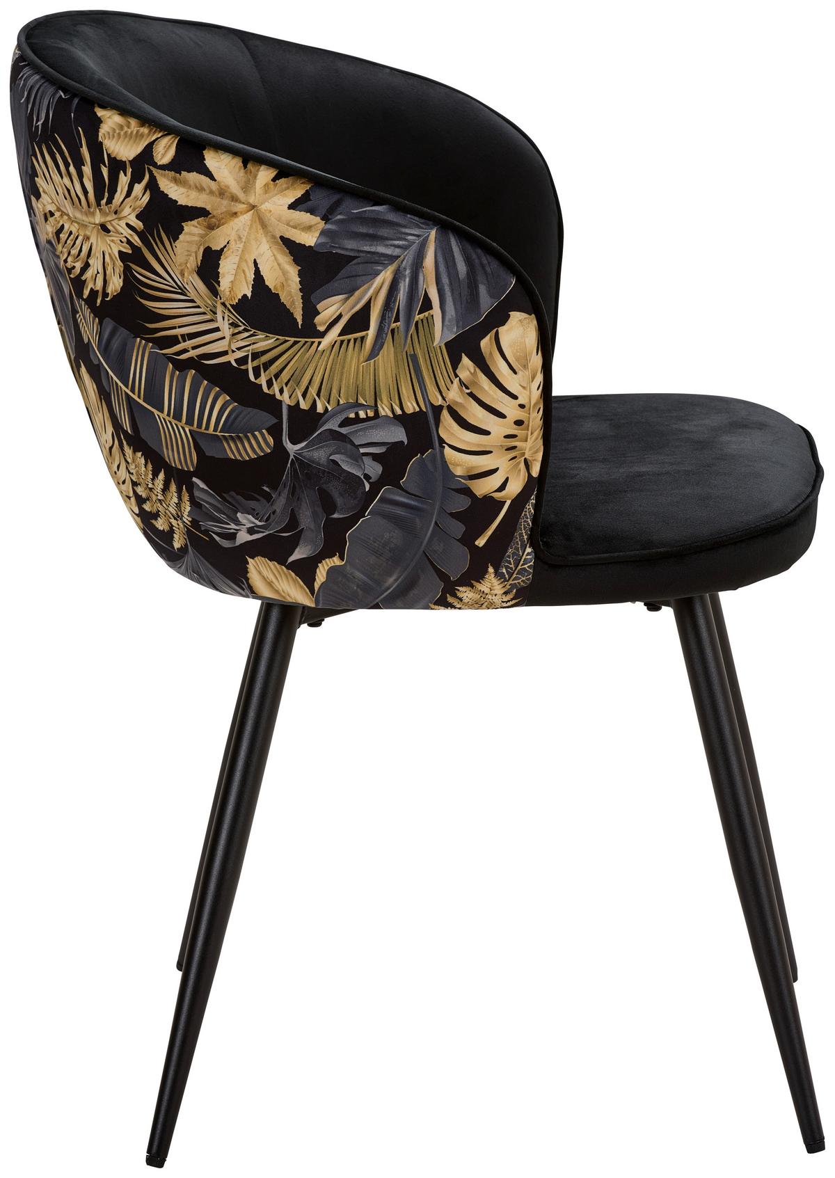 KRZESŁO Z PODŁOKIETNIKAMI CLAUDIA - czarny/kolor złoty, Modern, metal/drewno (60/81/60cm) - MID.YOU