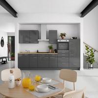 Küchenblock Flash Low m. Geräten Schieferfarben - Schieferfarben/Edelstahlfarben, MODERN, Holzwerkstoff/Metall (330cm) - Nobilia