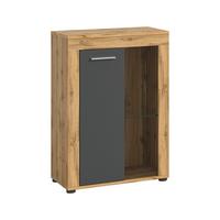 Vitrine Jam Anthr/Grau ca. 86x60x35 cm - Anthrazit/Eiche Wotan, Design, Glas/Holzwerkstoff (86/60/35cm) - MID.YOU