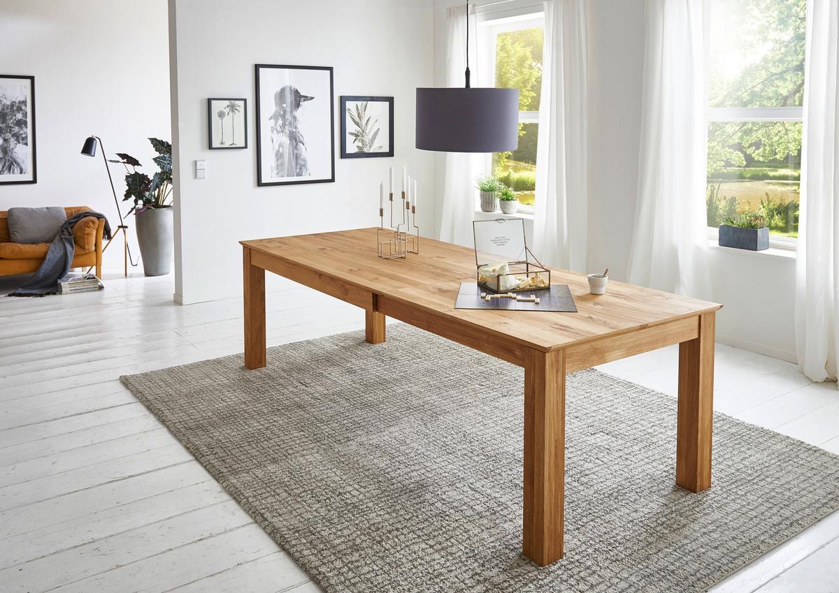 STÓŁ DO JADALNI FAMILIA - kolor dębowy, Konventionell, drewno (160-260/100/76cm) - Linea Natura