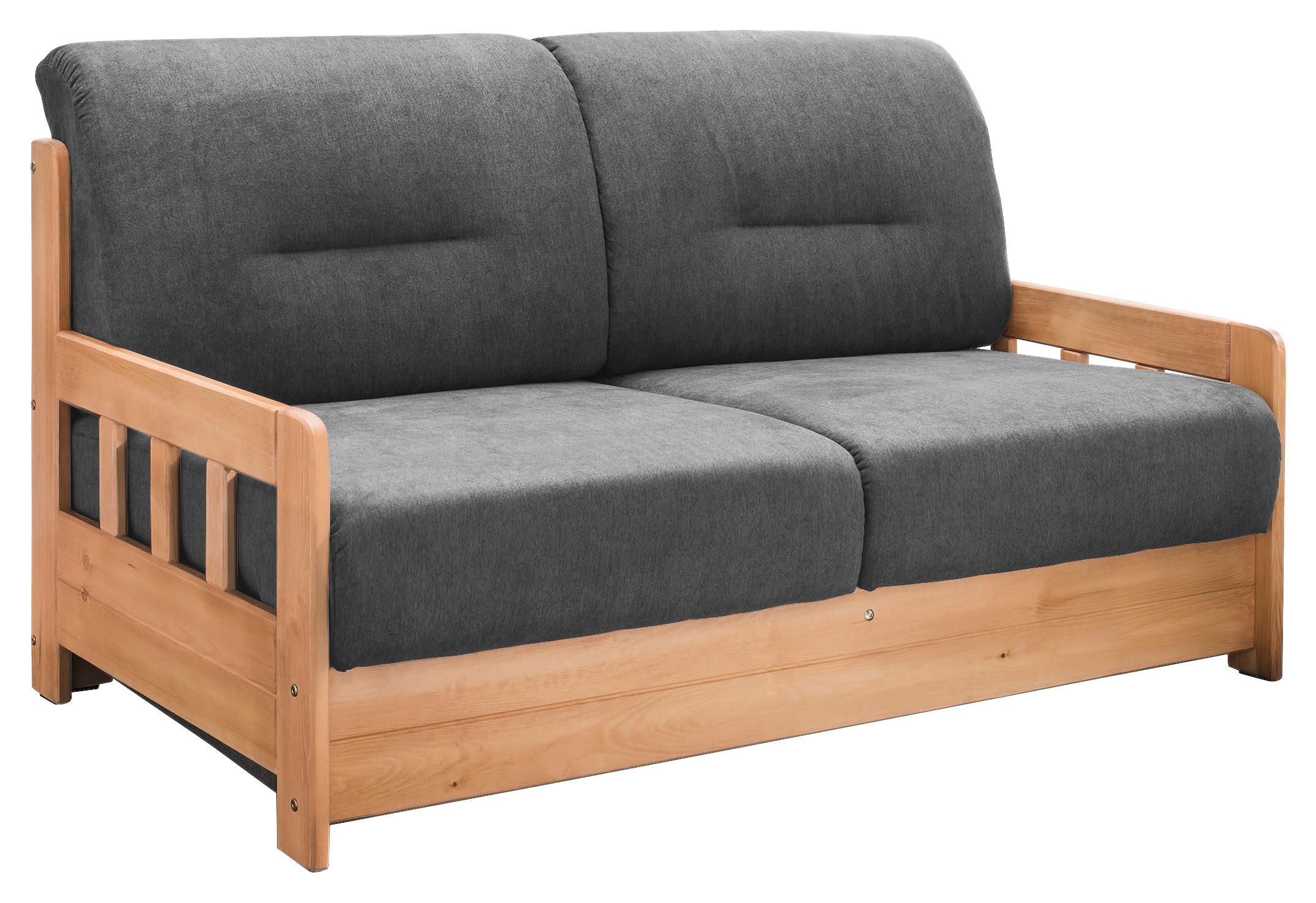Schlafsofa Camino Anthrazit Mikrofaser - Anthrazit/Kieferfarben, KONVENTIONELL, Holz/Textil (154/88/90cm) - Livetastic