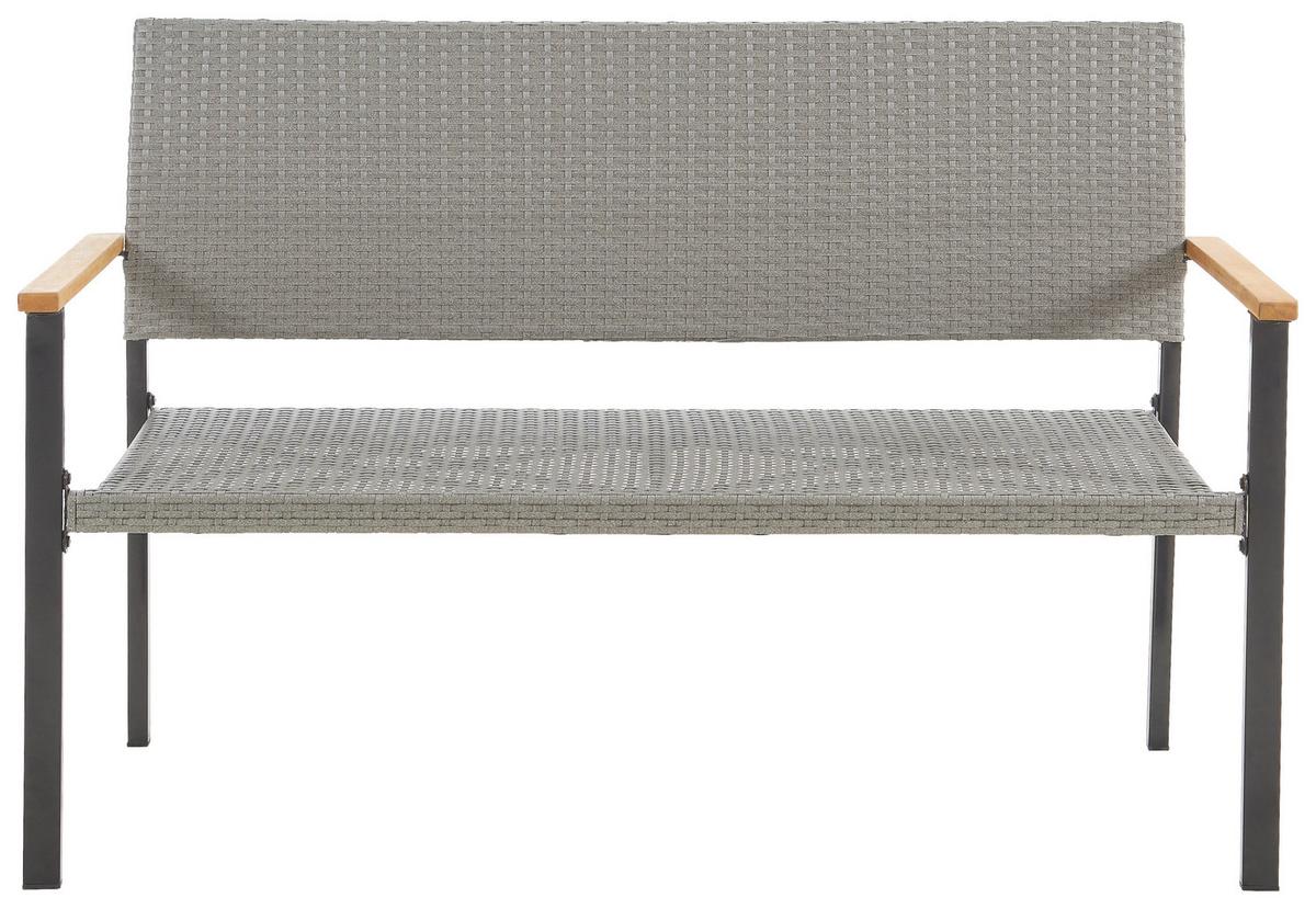 ŁAWKA OGRODOWA TENNO - kolor akacjowy/czarny, Modern, tworzywo sztuczne/metal (138/89/60cm) - Ambia Garden